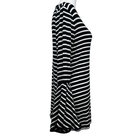 Maette Black & White Striped Soft Jersey Top with Bell Sleeves Size Small - Picture 2 of 7